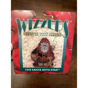 Wizzer cross stitch pattern 1315 Christmas Santa with Star NIB